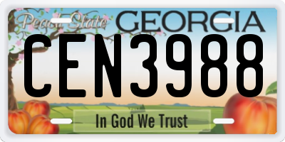 GA license plate CEN3988