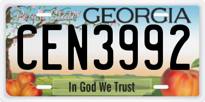 GA license plate CEN3992