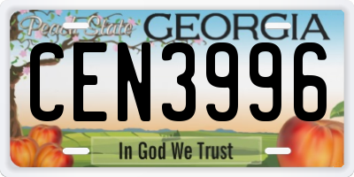 GA license plate CEN3996