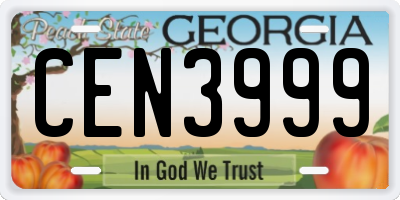 GA license plate CEN3999