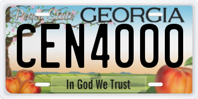 GA license plate CEN4000