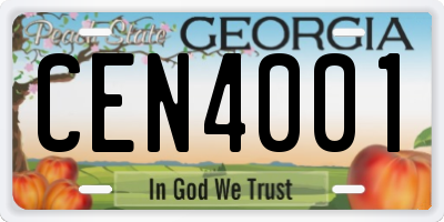 GA license plate CEN4001