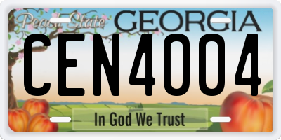 GA license plate CEN4004