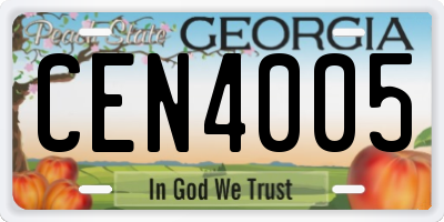 GA license plate CEN4005