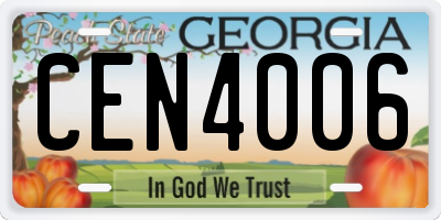 GA license plate CEN4006