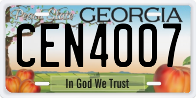 GA license plate CEN4007