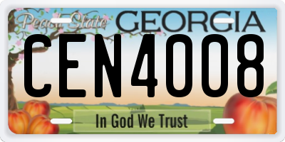 GA license plate CEN4008