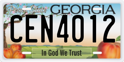 GA license plate CEN4012