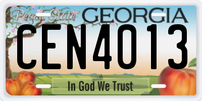 GA license plate CEN4013