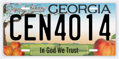 GA license plate CEN4014