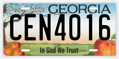 GA license plate CEN4016