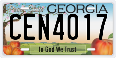 GA license plate CEN4017