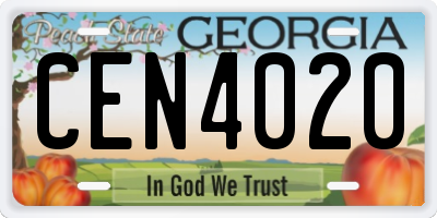 GA license plate CEN4020