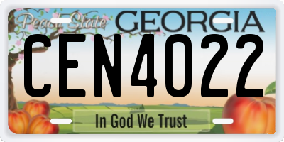 GA license plate CEN4022