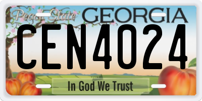 GA license plate CEN4024
