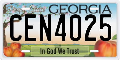GA license plate CEN4025