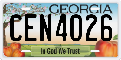 GA license plate CEN4026