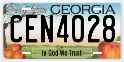 GA license plate CEN4028