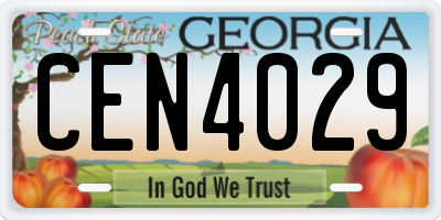 GA license plate CEN4029