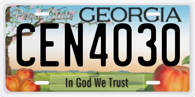 GA license plate CEN4030