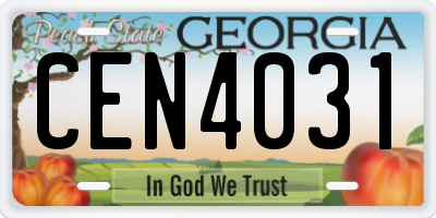 GA license plate CEN4031