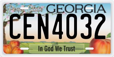 GA license plate CEN4032