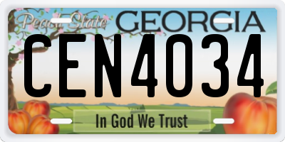 GA license plate CEN4034