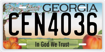 GA license plate CEN4036