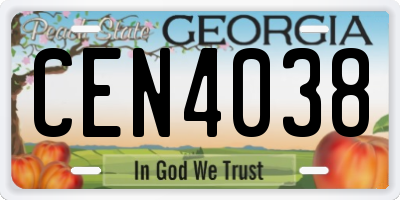 GA license plate CEN4038