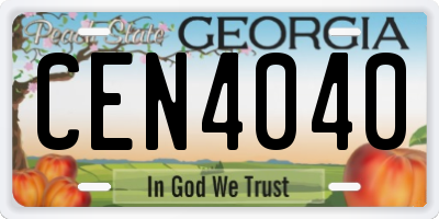 GA license plate CEN4040