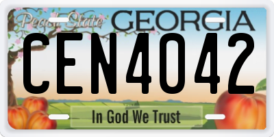 GA license plate CEN4042