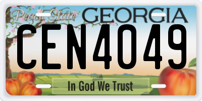 GA license plate CEN4049
