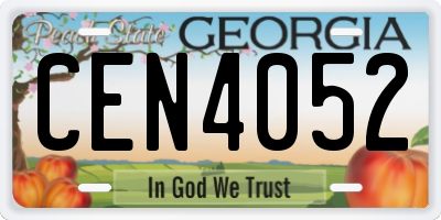 GA license plate CEN4052