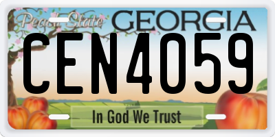 GA license plate CEN4059