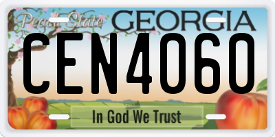 GA license plate CEN4060