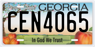 GA license plate CEN4065