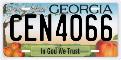 GA license plate CEN4066