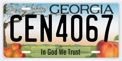 GA license plate CEN4067