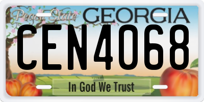 GA license plate CEN4068