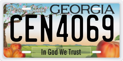 GA license plate CEN4069