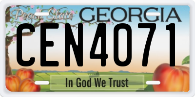 GA license plate CEN4071