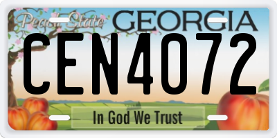 GA license plate CEN4072