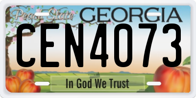 GA license plate CEN4073