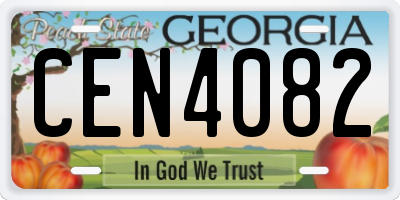 GA license plate CEN4082