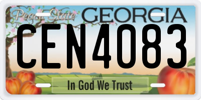 GA license plate CEN4083