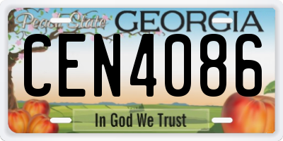 GA license plate CEN4086