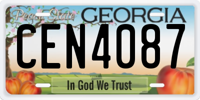 GA license plate CEN4087