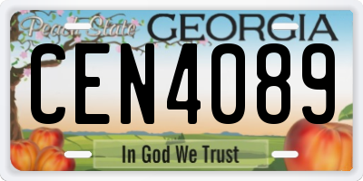GA license plate CEN4089