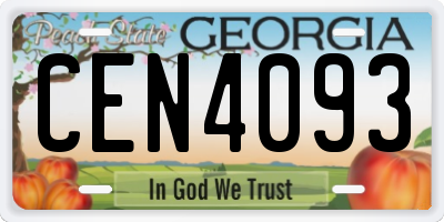 GA license plate CEN4093