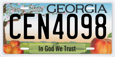GA license plate CEN4098